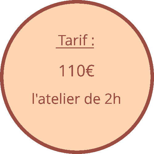 Tarif : 110€ l'atelier de 2 heures